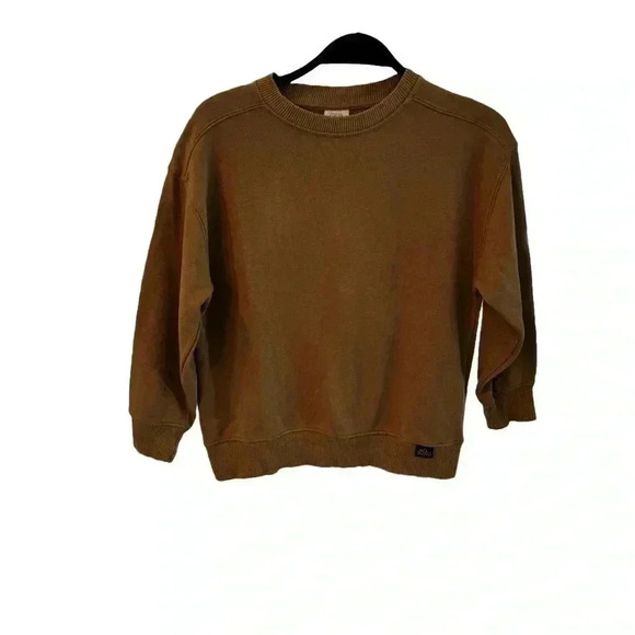 Zara Tops - Zara Women's Cropped Pullover Crewneck Sweatshirt Taupe Size 8